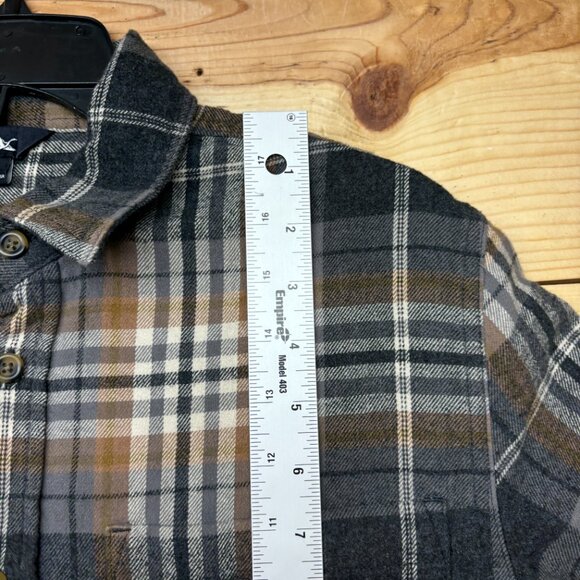Eddie Bauer Flannel Shirt Small Gray Brown Button Up Long Sleeve Outdoors - Picture 7 of 12